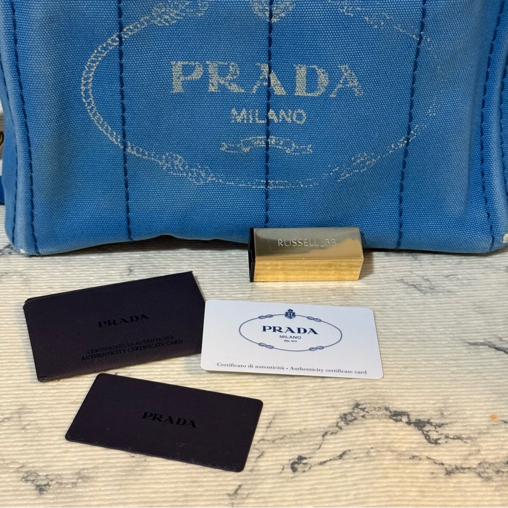 Prada Preloved Blue Canapa Tote / Crossbody - Picture 9 of 10